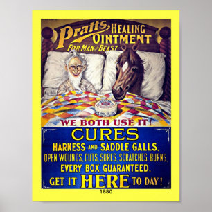 Affiche Liniment 1880 de cheval de cru : Onguent de cheval