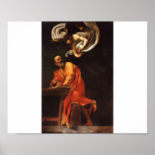 Affiche L'inspiration de Saint Matthieu, Caravaggio