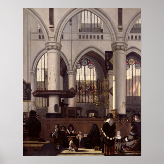 Affiche L'intérieur de Oude Kerk, Amsterdam, vers 1660 (Devant)