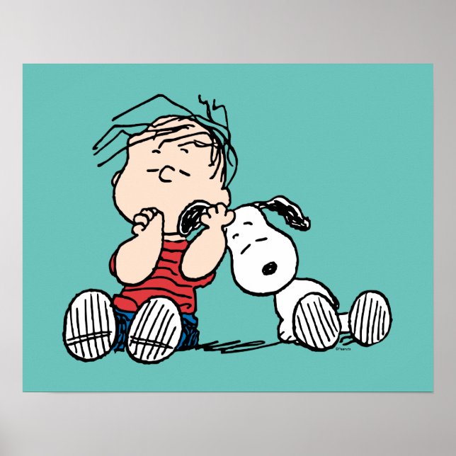 Affiche Linus consolé avec l'oreille de Snoopy (Devant)