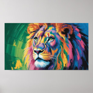 Affiche Lion à Crinière Électrique - Art Faunique Rêves Né