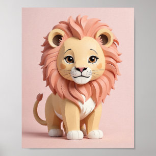 Affiche Lion adorable - Safari Animal Nursery Wall Art pou
