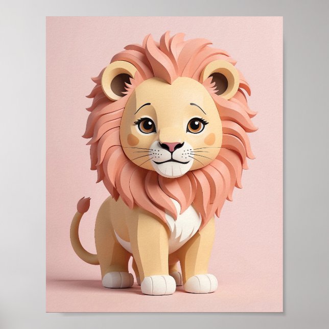 Affiche Lion adorable - Safari Animal Nursery Wall Art pou (Devant)