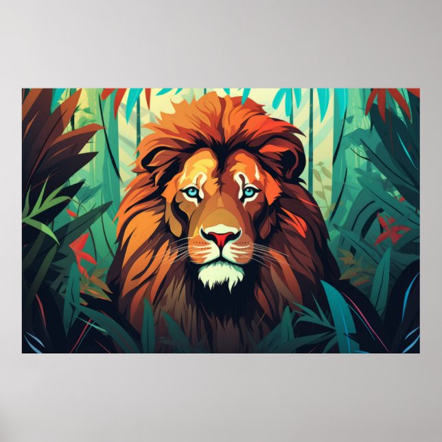 Affiche Lion Animal Jungle Nature sauvage (Devant)
