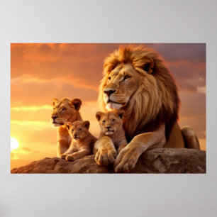 Affiche Lion Animal Nature sauvage majestueuse