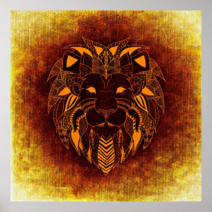 Affiche Lion animal sauvage abstrait