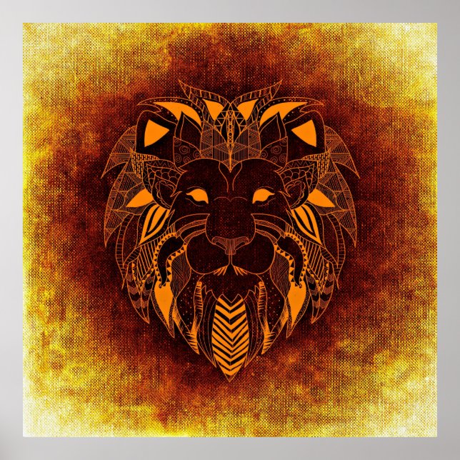 Affiche Lion animal sauvage abstrait (Devant)