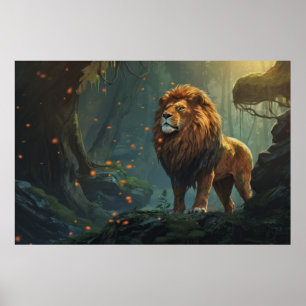 Affiche Lion Animal Wilderness Mur Art coloré