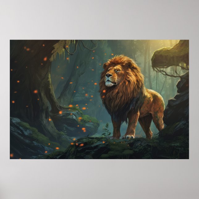 Affiche Lion Animal Wilderness Mur Art coloré (Devant)
