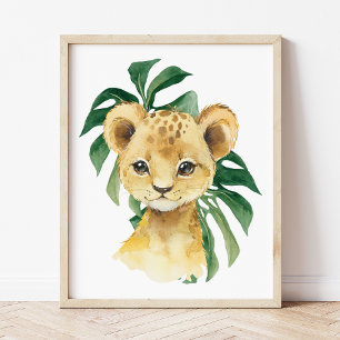 Affiche Lion, animaux de la jungle, animaux de safari, feu