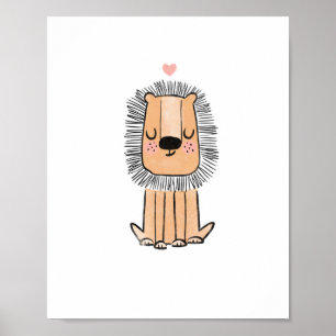 Affiche Lion art mignon aquarelle maternelle