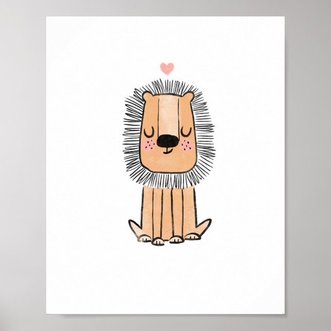 Affiche Lion art mignon aquarelle maternelle (Devant)