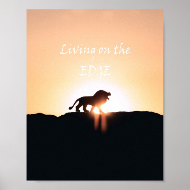 Affiche Lion au coucher du soleil Vivre à la lisière (Devant)