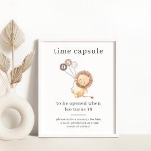 Affiche Lion avec 3 ballons Brown Capsule temps