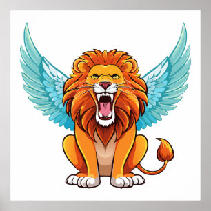 Affiche Lion avec ailes