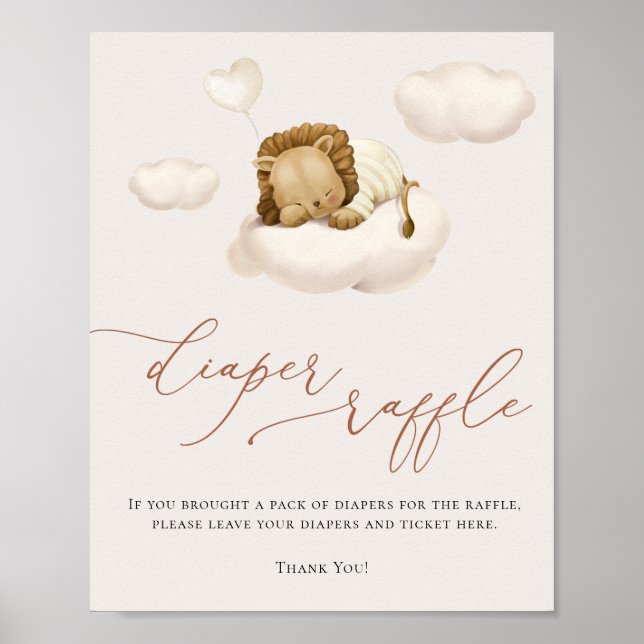 Affiche Lion Baby Cloud Balloon Diaper Raffle (Devant)