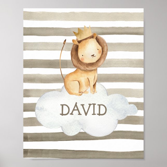 Affiche Lion Baby Name Personalized Nursery Wall Print (Devant)