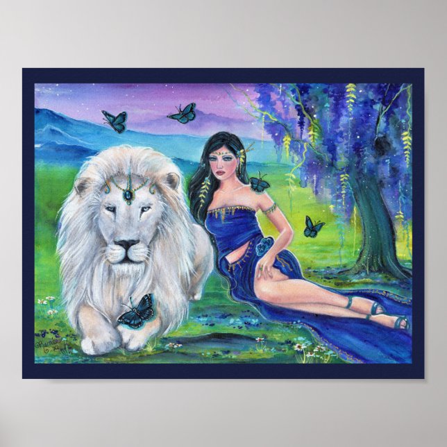 Affiche Lion blanc et princesse par Renee Lavoie (Devant)