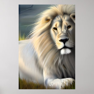 Affiche Lion blanc majestueux Art éthéré