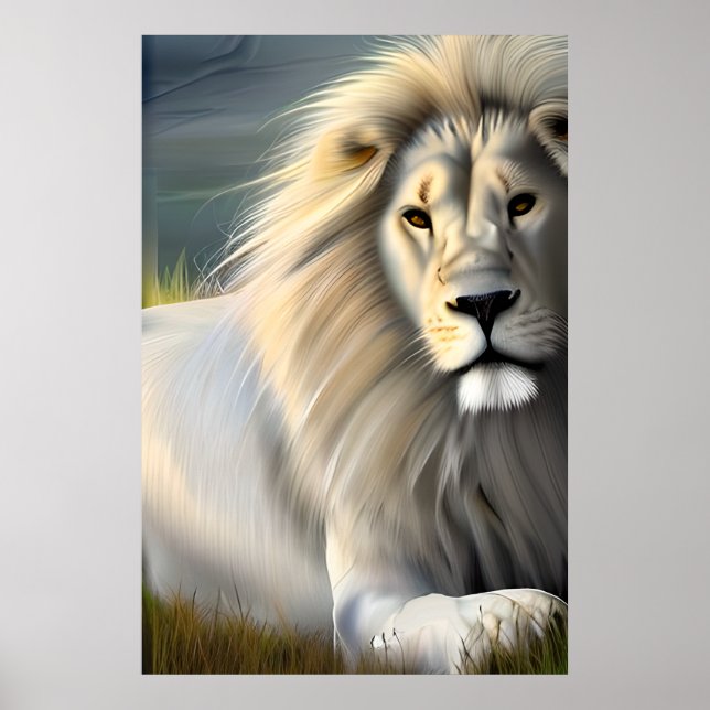 Affiche Lion blanc majestueux Art éthéré (Devant)