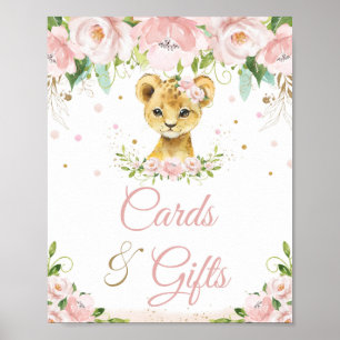 Affiche Lion Blush rose Baby shower cartes et cadeaux