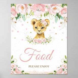 Affiche Lion Blush Rose Baby shower Floral Nourriture Tabl
