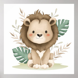 Affiche Lion Boho Decor &Feuilles