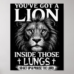 Affiche Lion chrétien louez le Seigneur culte foi