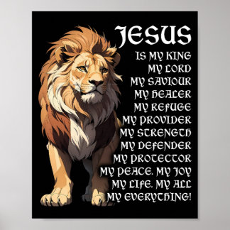 Affiche Lion Christian Jésus Est Mon Dieu Roi, Seigneur, S