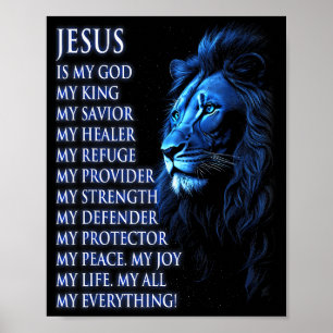 Affiche Lion Christian Jesus Est Mon Roi, Dieu, Seigneur E