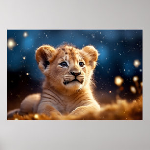 Affiche Lion Cub animal sauvage Tranquille paisible