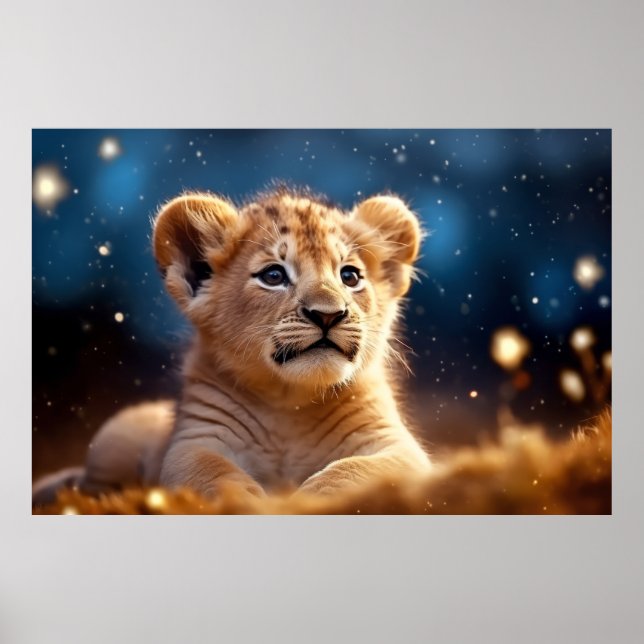 Affiche Lion Cub animal sauvage Tranquille paisible (Devant)