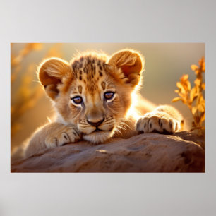 Affiche Lion Cub animal sauvage Tranquille paisible