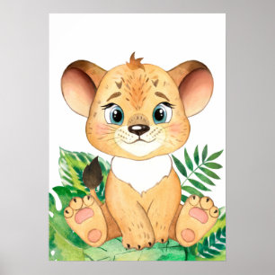 Affiche Lion Cub, Bébé Animal, Jungle Safari Animaux