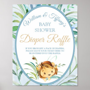 Affiche Lion Cub Boy's Baby shower Diaper Raffle