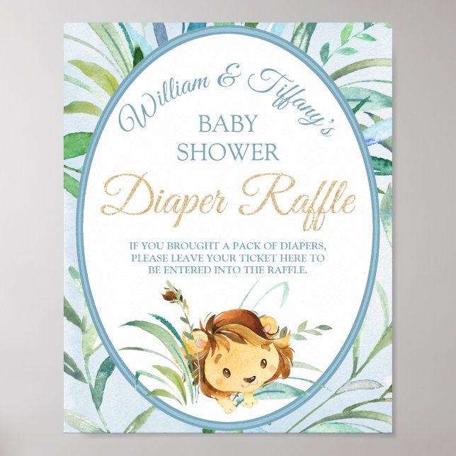 Affiche Lion Cub Boy's Baby shower Diaper Raffle (Devant)