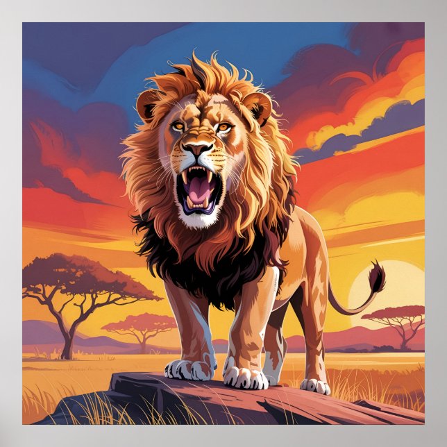 Affiche Lion dans la nature (Devant)