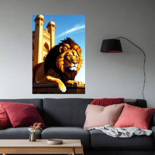 Affiche Lion dans la ville   Art AI