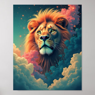 Affiche Lion dans les nuages