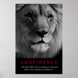 Affiche Lion de confiance noir blanc inspiré