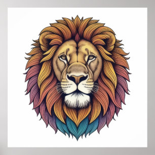 Affiche Lion de couleur majestueux