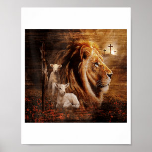 Affiche Lion de Juda Agneau Dieu Croix Jésus Lumière Dieu 
