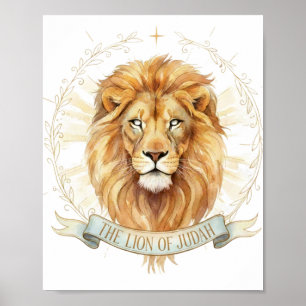 Affiche Lion de Juda Art Chrétien - 8x10 Foi Audacieuse