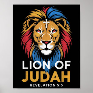 Affiche Lion de Juda Dieu Jésus Croix Chrétien Religieux