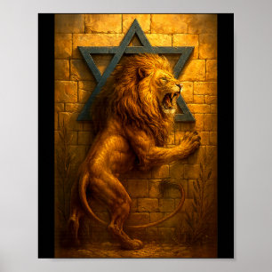 Affiche Lion de Juda Jérusalem Mur Occidental L'étoile de