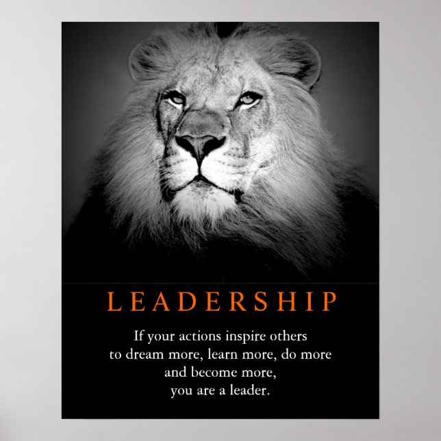 Affiche Lion de leadership motivationnel tendance (Devant)