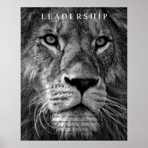 Affiche Lion de leadership motivationnel tendance noir et