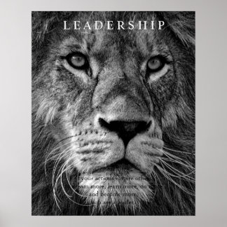 Affiche Lion de leadership motivationnel tendance noir et 