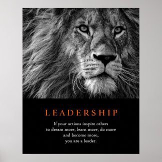 Affiche Lion de leadership motivationnel tendance noir et 
