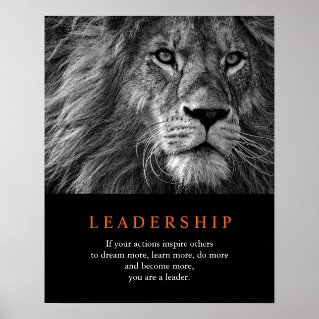 Affiche Lion de leadership motivationnel tendance noir et  (Devant)